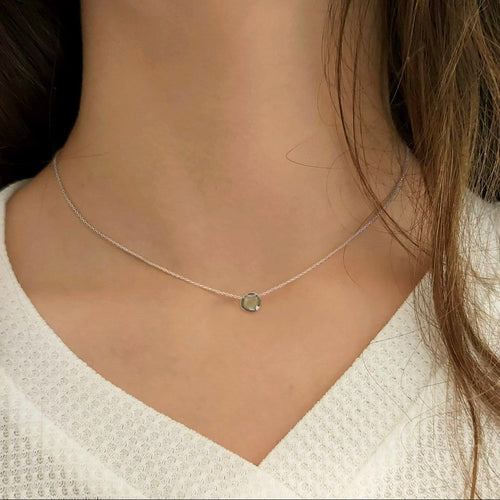 Collier Love More - Collier en or blanc 18K et saphir vert 58 Facettes GPD1085MG