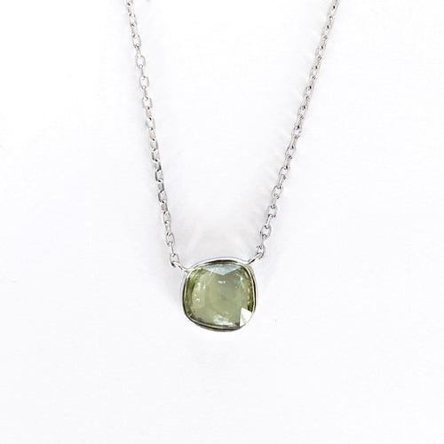 Collier Love More - Collier en or blanc 18K et saphir vert 58 Facettes GPD1085MG