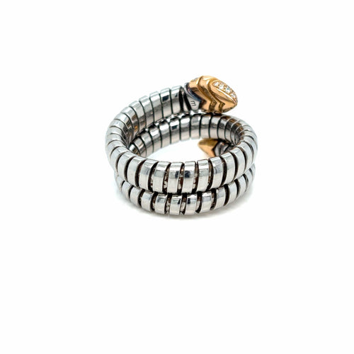 Bague 58 Bulgari Serpenti - Bague Tubogas en or rose et diamants 58 Facettes