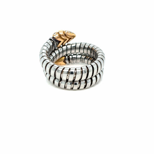 Bague 58 Bulgari Serpenti - Bague Tubogas en or rose et diamants 58 Facettes