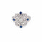 Bague 54 Bague cocktail Art déco en or blanc 14k, saphirs et diamants 58 Facettes