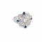 Bague 54 Bague cocktail Art déco en or blanc 14k, saphirs et diamants 58 Facettes