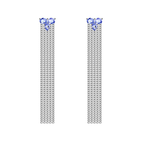 Boucles d'oreilles Eden - Boucles d'oreilles en or blanc et tanzanites 58 Facettes GER1222TZ