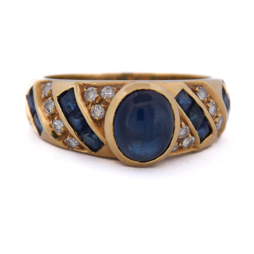 Bague 51 Bague vintage en or jaune 18 kt, saphirs et diamants 58 Facettes AN702 (0749)