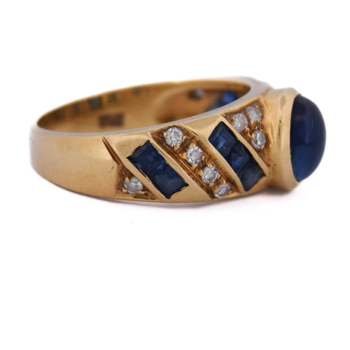Bague 51 Bague vintage en or jaune 18 kt, saphirs et diamants 58 Facettes AN702 (0749)