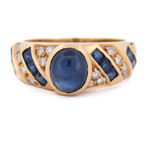 Bague 51 Bague vintage en or jaune 18 kt, saphirs et diamants 58 Facettes AN702 (0749)