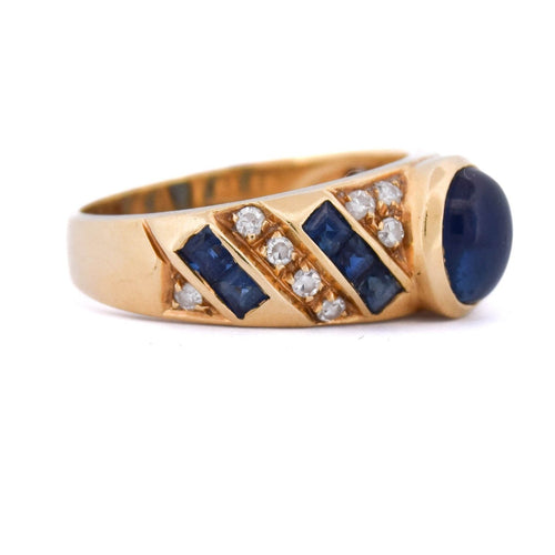 Bague 51 Bague vintage en or jaune 18 kt, saphirs et diamants 58 Facettes AN702 (0749)