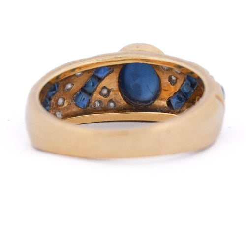 Bague 51 Bague vintage en or jaune 18 kt, saphirs et diamants 58 Facettes AN702 (0749)