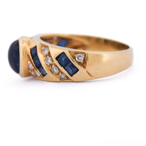 Bague 51 Bague vintage en or jaune 18 kt, saphirs et diamants 58 Facettes AN702 (0749)