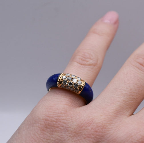 Bague Van Cleef & Arpels - Bague Philippine en or jaune, lapis-lazuli et diamants 58 Facettes