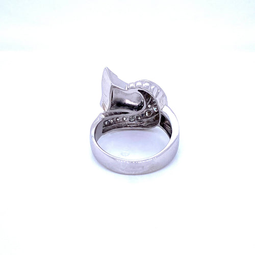Bague 58 Bague nœud Art déco en or blanc 18k et diamants 58 Facettes