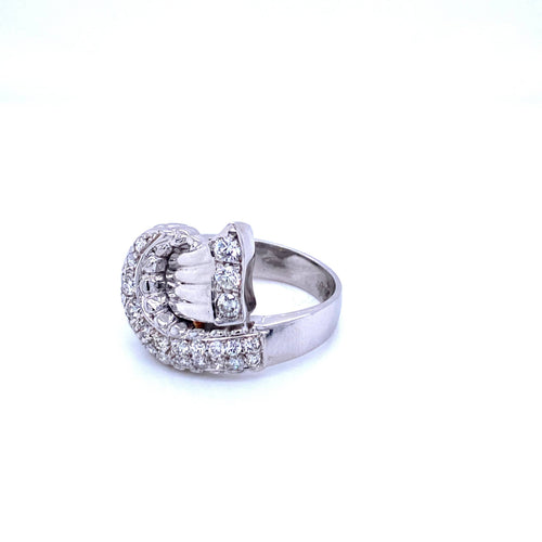 Bague 58 Bague nœud Art déco en or blanc 18k et diamants 58 Facettes