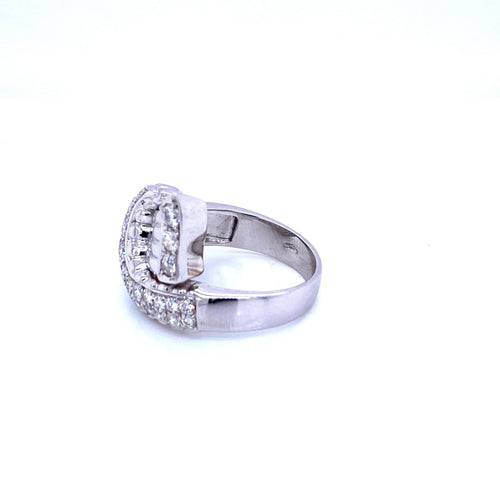Bague 58 Bague nœud Art déco en or blanc 18k et diamants 58 Facettes