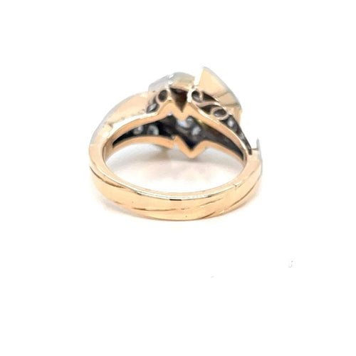 Bague Retro - Bague cocktail en or jaune et blanc diamants 1,50 ct 58 Facettes