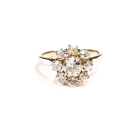 Bague 48.5 Bague marguerite en or blanc, platine et diamants 58 Facettes LMB-373
