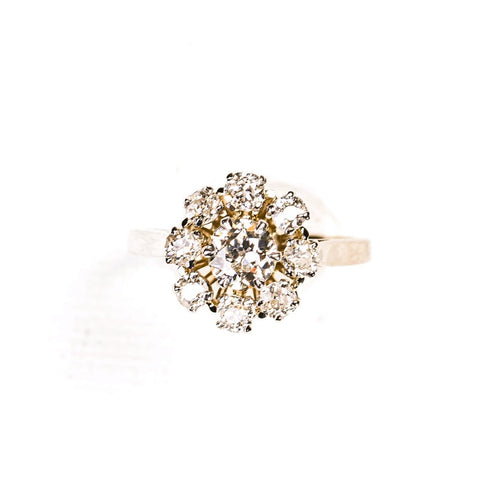 Bague 48.5 Bague marguerite en or blanc, platine et diamants 58 Facettes LMB-373