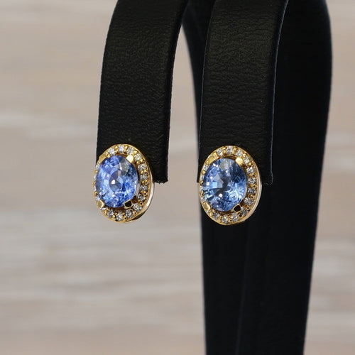 Boucles d'oreilles Boucles d'oreilles en or jaune 18 kt, saphirs et diamants 58 Facettes E0032