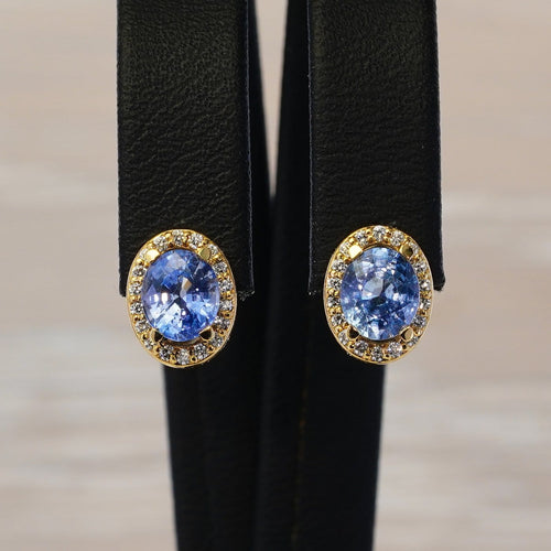 Boucles d'oreilles Boucles d'oreilles en or jaune 18 kt, saphirs et diamants 58 Facettes E0032