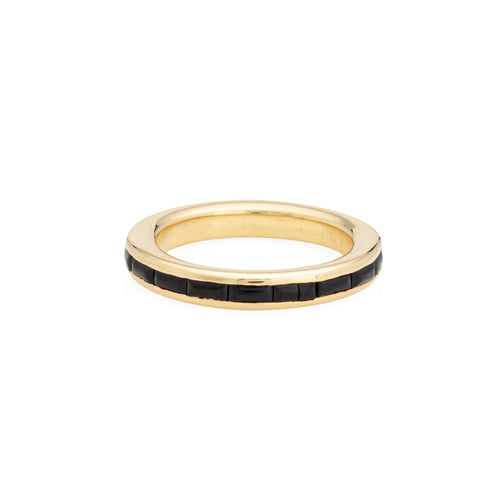 Bague 49 Bague alliance éternité vintage en or jaune 18 carats et onyx noir 58 Facettes G13207