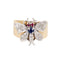 Bague 52 Bague papillon vintage en or jaune et blanc 14 carats, diamants 58 Facettes G13163