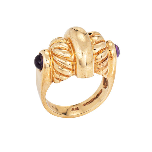 Bague Bague dôme vintage en or jaune 14k et améthystes 58 Facettes G14205