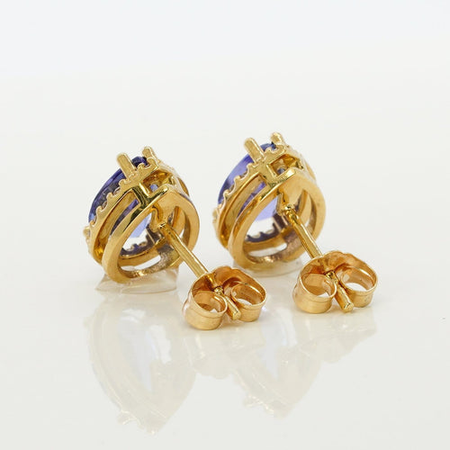 Boucles d'oreilles Boucles d'oreilles en or jaune 18 ct, tanzanites GFCO et diamants 58 Facettes E0033