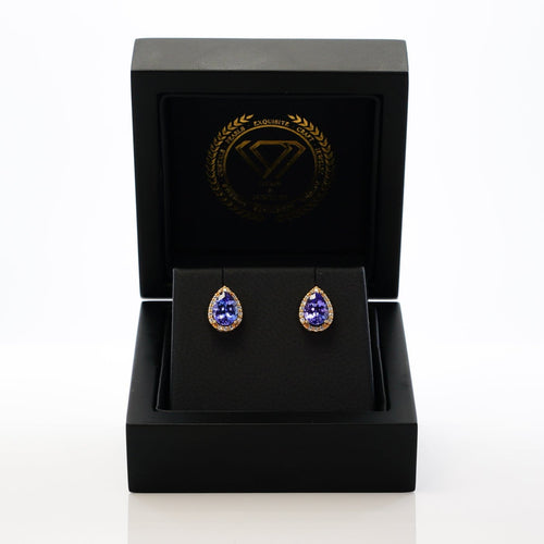Boucles d'oreilles Boucles d'oreilles en or jaune 18 ct, tanzanites GFCO et diamants 58 Facettes E0033