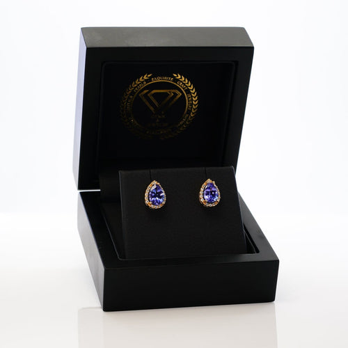 Boucles d'oreilles Boucles d'oreilles en or jaune 18 ct, tanzanites GFCO et diamants 58 Facettes E0033