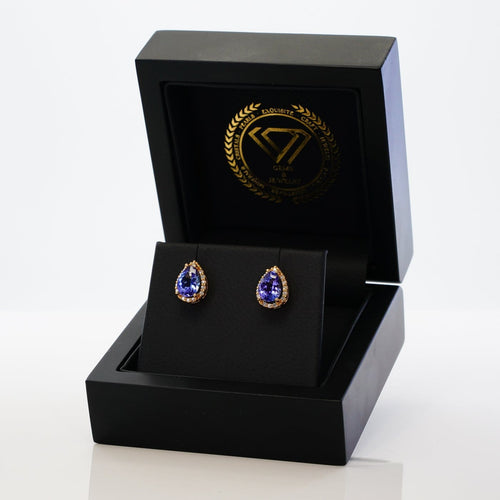 Boucles d'oreilles Boucles d'oreilles en or jaune 18 ct, tanzanites GFCO et diamants 58 Facettes E0033