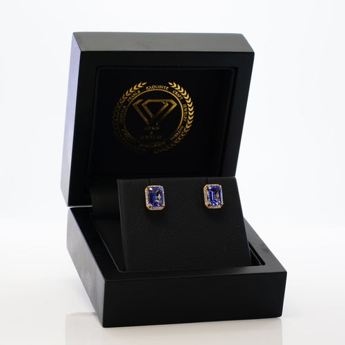Boucles d'oreilles Boucles d'oreilles en or jaune 14 ct, tanzanites GFCO et diamants 58 Facettes E0035