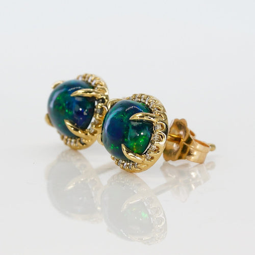 Boucles d'oreilles Boucles d'oreilles en or jaune, opales noires et diamants 58 Facettes E0036