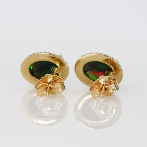 Boucles d'oreilles Boucles d'oreilles en or jaune, opales noires et diamants 58 Facettes E0036