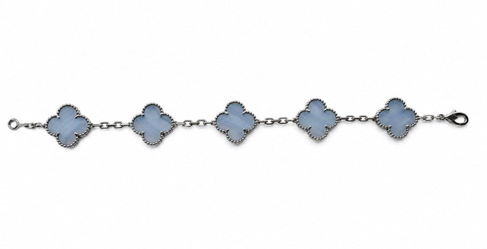 Bracelet Van Cleef & Arpels Vintage Alhambra - Bracelet 5 motifs en or blanc et calcédoine 58 Facettes 2684