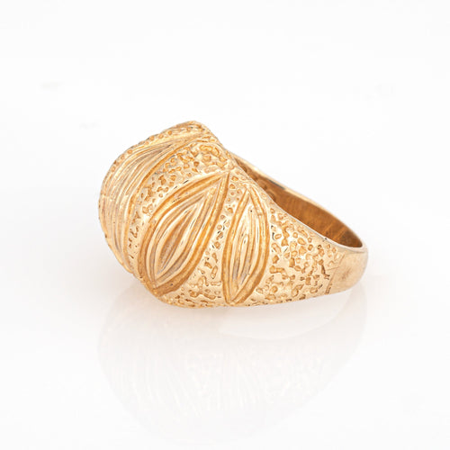 Bague 49 Bague dôme texturée vintage années 1970 en or jaune 14 carats 58 Facettes G14230