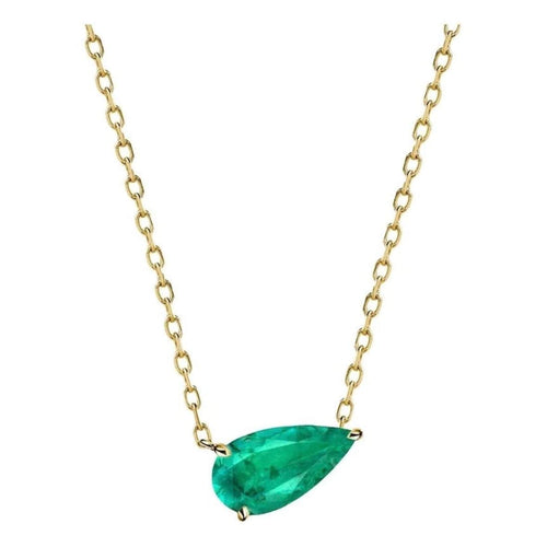 Collier Collier en or jaune 18K et émeraude poire 58 Facettes GPD1022YG