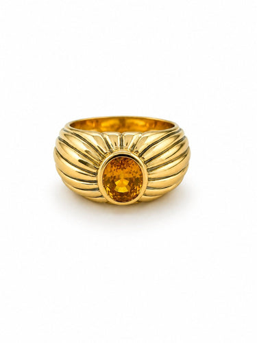 Bague 49 Bague jonc godronnée en or jaune 18 carats et saphir jaune 58 Facettes 90998-ac13140