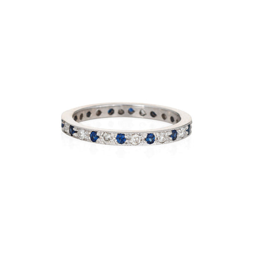 Bague 48 Bague alliance éternité diamants et saphirs en or blanc 14k 58 Facettes G12720