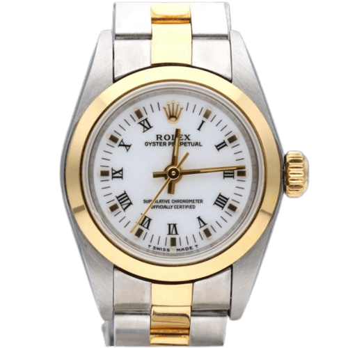 Rolex Oyster Perpetual - Дамски часовник от жълто злато и стомана 
