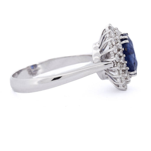 Bague 56 Bague en or blanc 18 kt, saphir et diamants 58 Facettes AN537 (00119)