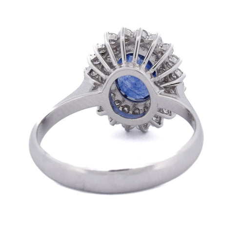 Bague 56 Bague en or blanc 18 kt, saphir et diamants 58 Facettes AN537 (00119)
