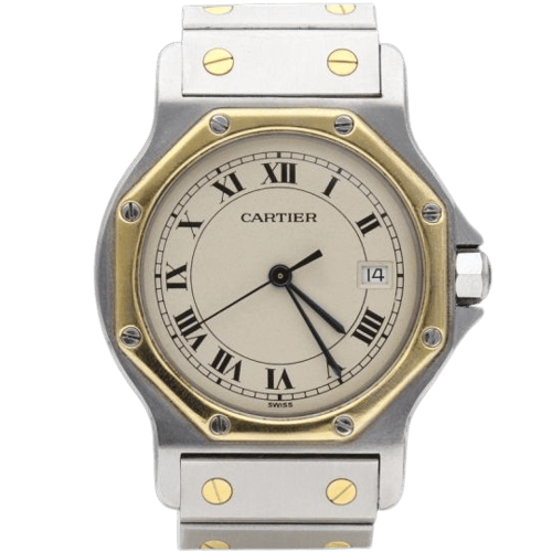 Montre Cartier Santos - Montre ronde octogonale en or jaune et acier 58 Facettes MT47164