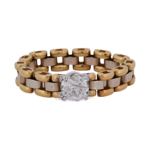 Bague 59 Bague vintage en or jaune 18 kt avec diamant 58 Facettes AN662 '(0569)
