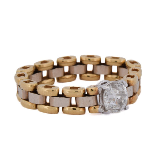 Bague 59 Bague vintage en or jaune 18 kt avec diamant 58 Facettes AN662 '(0569)