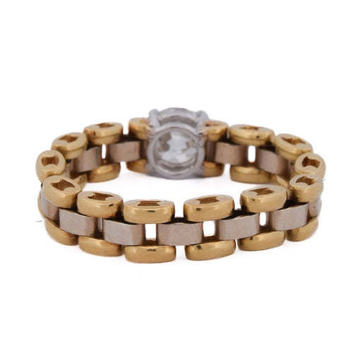 Bague 59 Bague vintage en or jaune 18 kt avec diamant 58 Facettes AN662 '(0569)