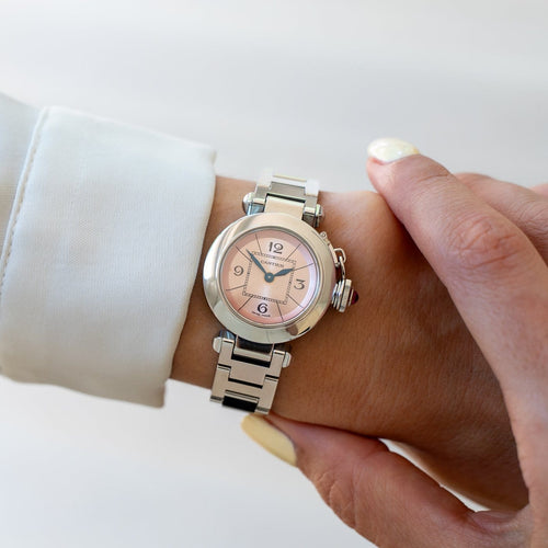 Montre Cartier Pasha - Montre SM en acier cadran rose arabe 58 Facettes 544