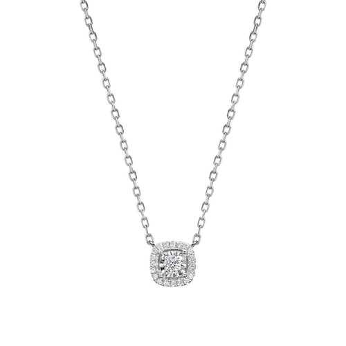 Collier Embrace - Collier halo 0,15 ct en or blanc 18K et diamants 58 Facettes GPD1089WG