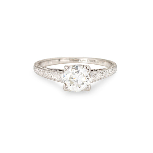 Bague 51 Art déco - Bague vintage en platine 900 avec diamant 0,89 ct 58 Facettes G14181