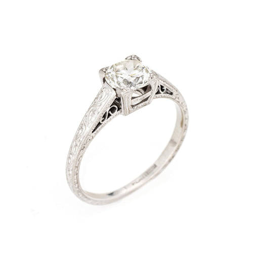 Bague 51 Art déco - Bague vintage en platine 900 avec diamant 0,89 ct 58 Facettes G14181