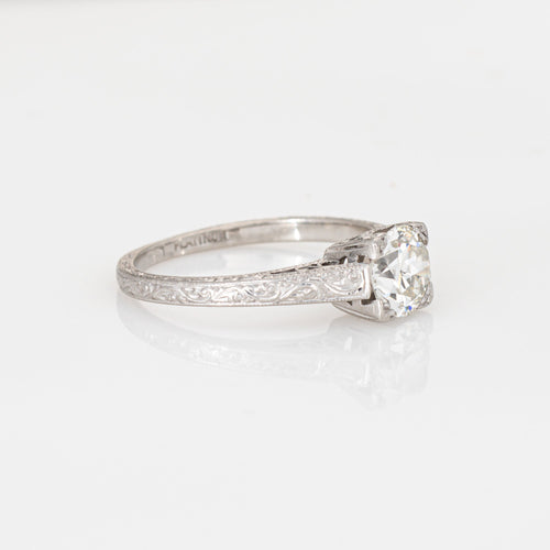 Bague 51 Art déco - Bague vintage en platine 900 avec diamant 0,89 ct 58 Facettes G14181