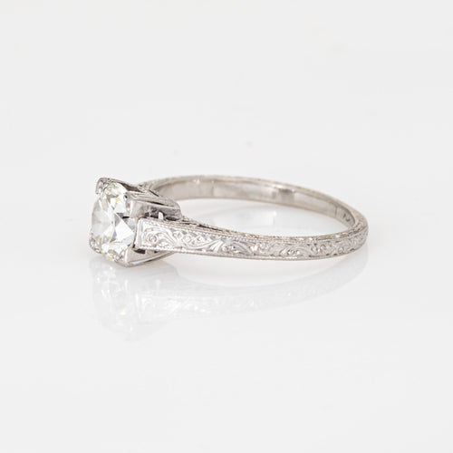 Bague 51 Art déco - Bague vintage en platine 900 avec diamant 0,89 ct 58 Facettes G14181